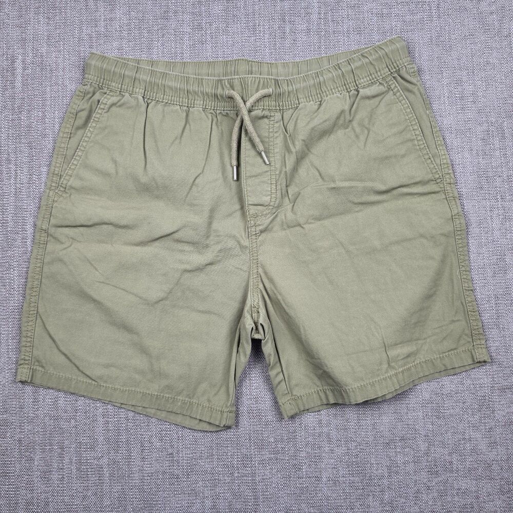 H&M Mens Medium Olive Green Drawstring Chino Shorts Regular Fit Inseam 5.5"